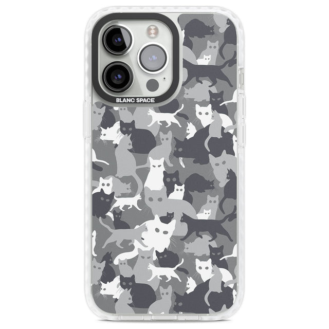 Dark Grey Cat Camouflage Pattern Phone Case iPhone 13 Pro / Impact Case,iPhone 14 Pro / Impact Case,iPhone 15 Pro Max / Impact Case,iPhone 15 Pro / Impact Case Blanc Space