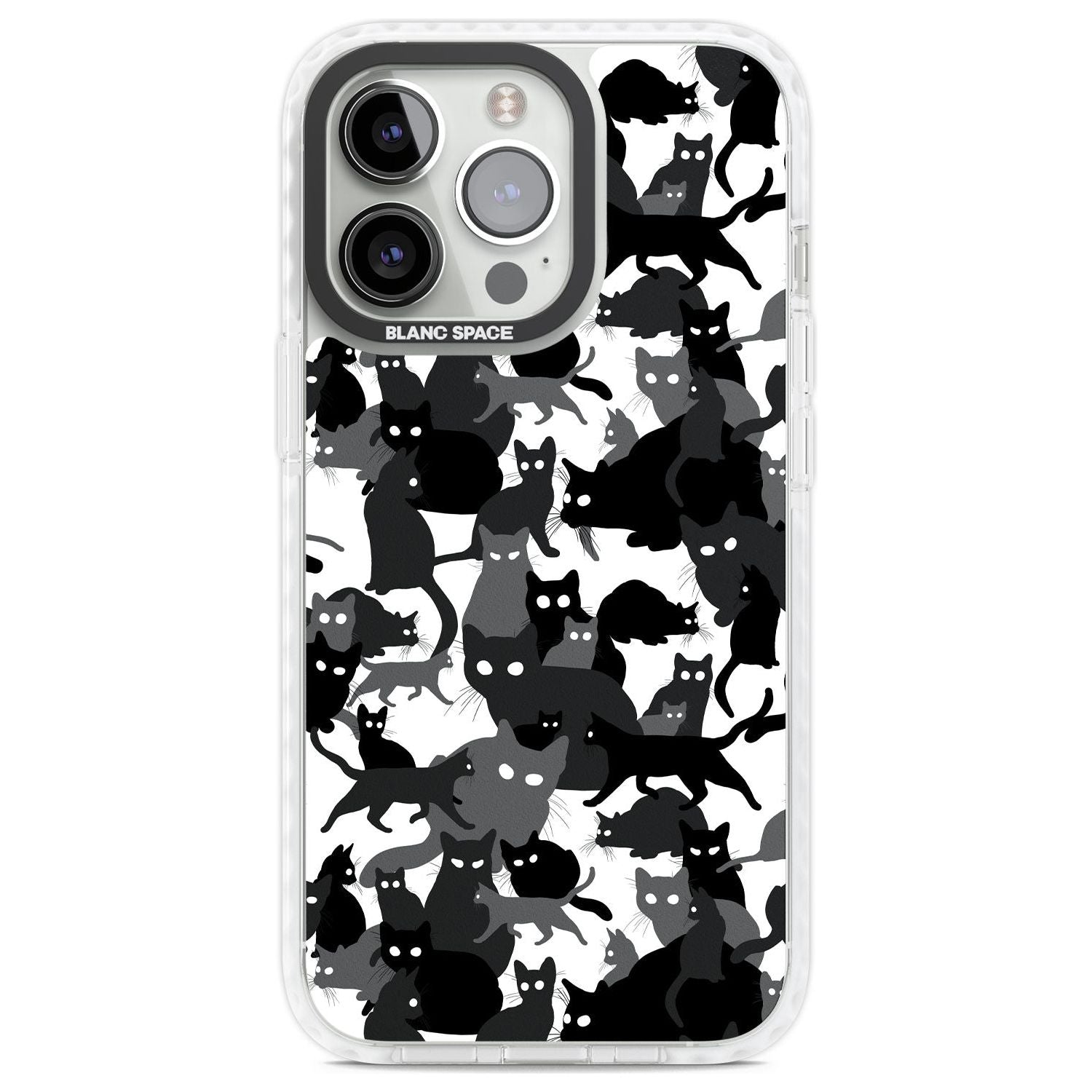 Black & White Cat Camouflage Phone Case iPhone 13 Pro / Impact Case,iPhone 14 Pro / Impact Case,iPhone 15 Pro Max / Impact Case,iPhone 15 Pro / Impact Case Blanc Space