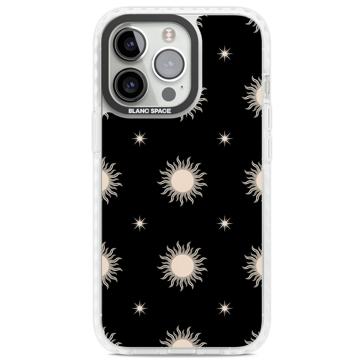 Celestial Patterns Classic Suns (Black) Phone Case iPhone 13 Pro / Impact Case,iPhone 14 Pro / Impact Case,iPhone 15 Pro / Impact Case,iPhone 15 Pro Max / Impact Case Blanc Space