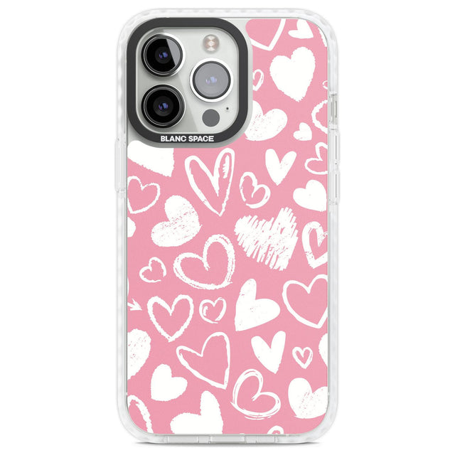 Chalk Hearts Phone Case iPhone 13 Pro / Impact Case,iPhone 14 Pro / Impact Case,iPhone 15 Pro Max / Impact Case,iPhone 15 Pro / Impact Case Blanc Space