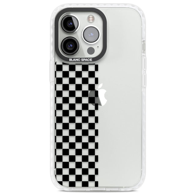 Checker: Half Black Check on Clear Phone Case iPhone 13 Pro / Impact Case,iPhone 14 Pro / Impact Case,iPhone 15 Pro / Impact Case,iPhone 15 Pro Max / Impact Case Blanc Space