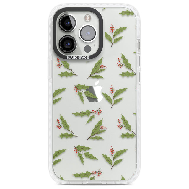 Christmas Holly Pattern Phone Case iPhone 13 Pro / Impact Case,iPhone 14 Pro / Impact Case,iPhone 15 Pro Max / Impact Case,iPhone 15 Pro / Impact Case Blanc Space