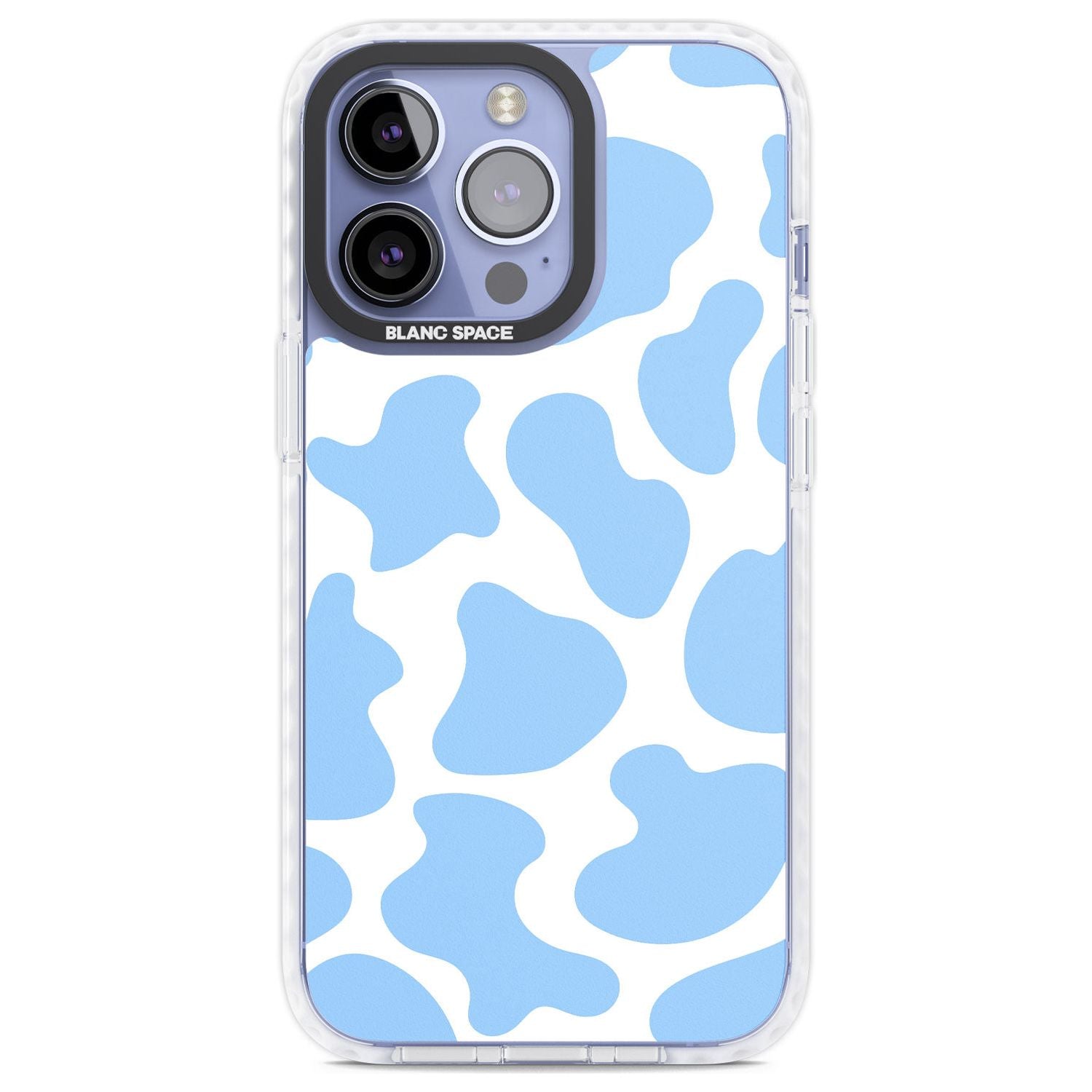 Blue and White Cow Print Phone Case iPhone 13 Pro / Impact Case,iPhone 14 Pro / Impact Case,iPhone 15 Pro Max / Impact Case,iPhone 15 Pro / Impact Case Blanc Space