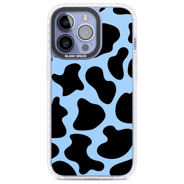 Blue and Black Cow Print Phone Case iPhone 13 Pro / Impact Case,iPhone 14 Pro / Impact Case,iPhone 15 Pro Max / Impact Case,iPhone 15 Pro / Impact Case Blanc Space