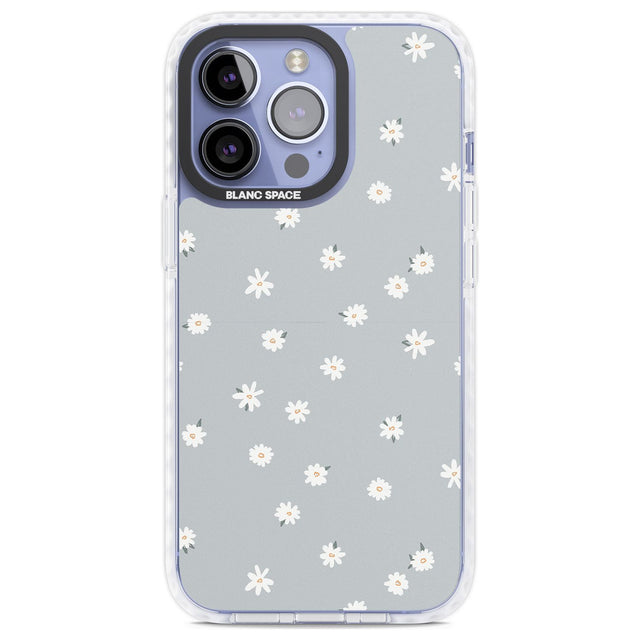 Painted Daisy Blue-Grey Cute Phone Case iPhone 13 Pro / Impact Case,iPhone 14 Pro / Impact Case,iPhone 15 Pro Max / Impact Case,iPhone 15 Pro / Impact Case Blanc Space