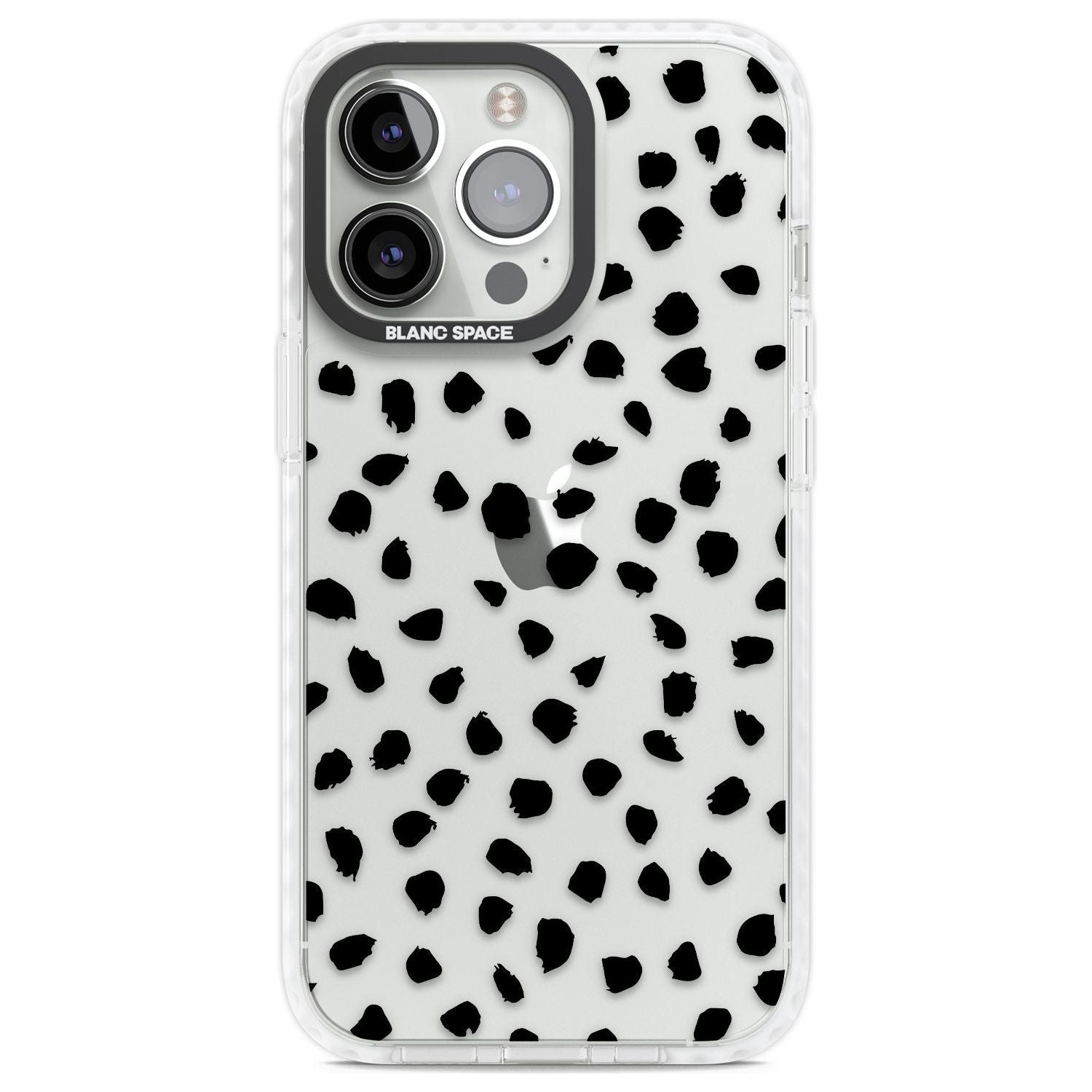 Black on Transparent Dalmatian Polka Dot Spots Phone Case iPhone 13 Pro / Impact Case,iPhone 14 Pro / Impact Case,iPhone 15 Pro Max / Impact Case,iPhone 15 Pro / Impact Case Blanc Space