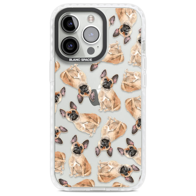 French Bulldog Watercolour Dog Pattern Phone Case iPhone 13 Pro / Impact Case,iPhone 14 Pro / Impact Case,iPhone 15 Pro Max / Impact Case,iPhone 15 Pro / Impact Case Blanc Space