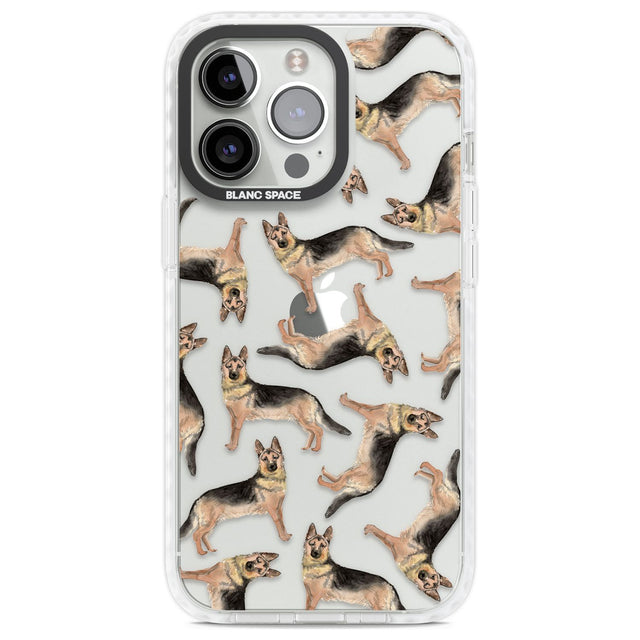 German Shepherd Watercolour Dog Pattern Phone Case iPhone 13 Pro / Impact Case,iPhone 14 Pro / Impact Case,iPhone 15 Pro Max / Impact Case,iPhone 15 Pro / Impact Case Blanc Space