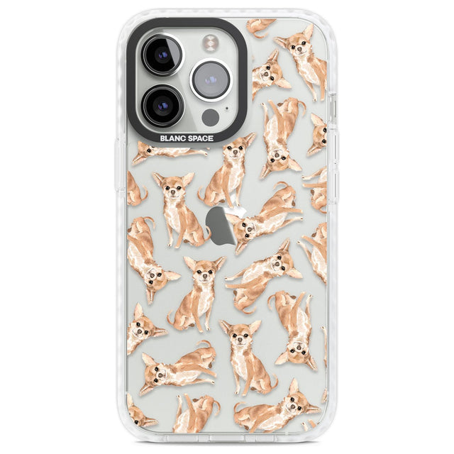 Chihuahua Watercolour Dog Pattern Phone Case iPhone 13 Pro / Impact Case,iPhone 14 Pro / Impact Case,iPhone 15 Pro Max / Impact Case,iPhone 15 Pro / Impact Case Blanc Space