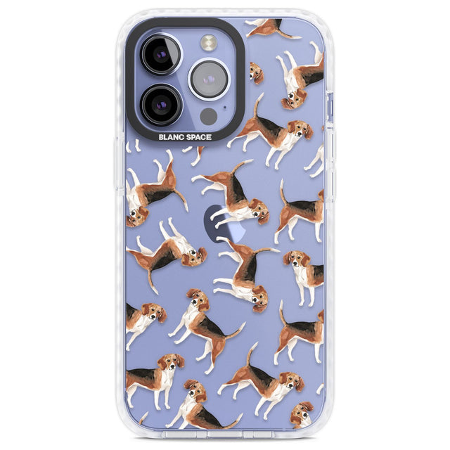 Beagle Watercolour Dog Pattern Phone Case iPhone 13 Pro / Impact Case,iPhone 14 Pro / Impact Case,iPhone 15 Pro Max / Impact Case,iPhone 15 Pro / Impact Case Blanc Space