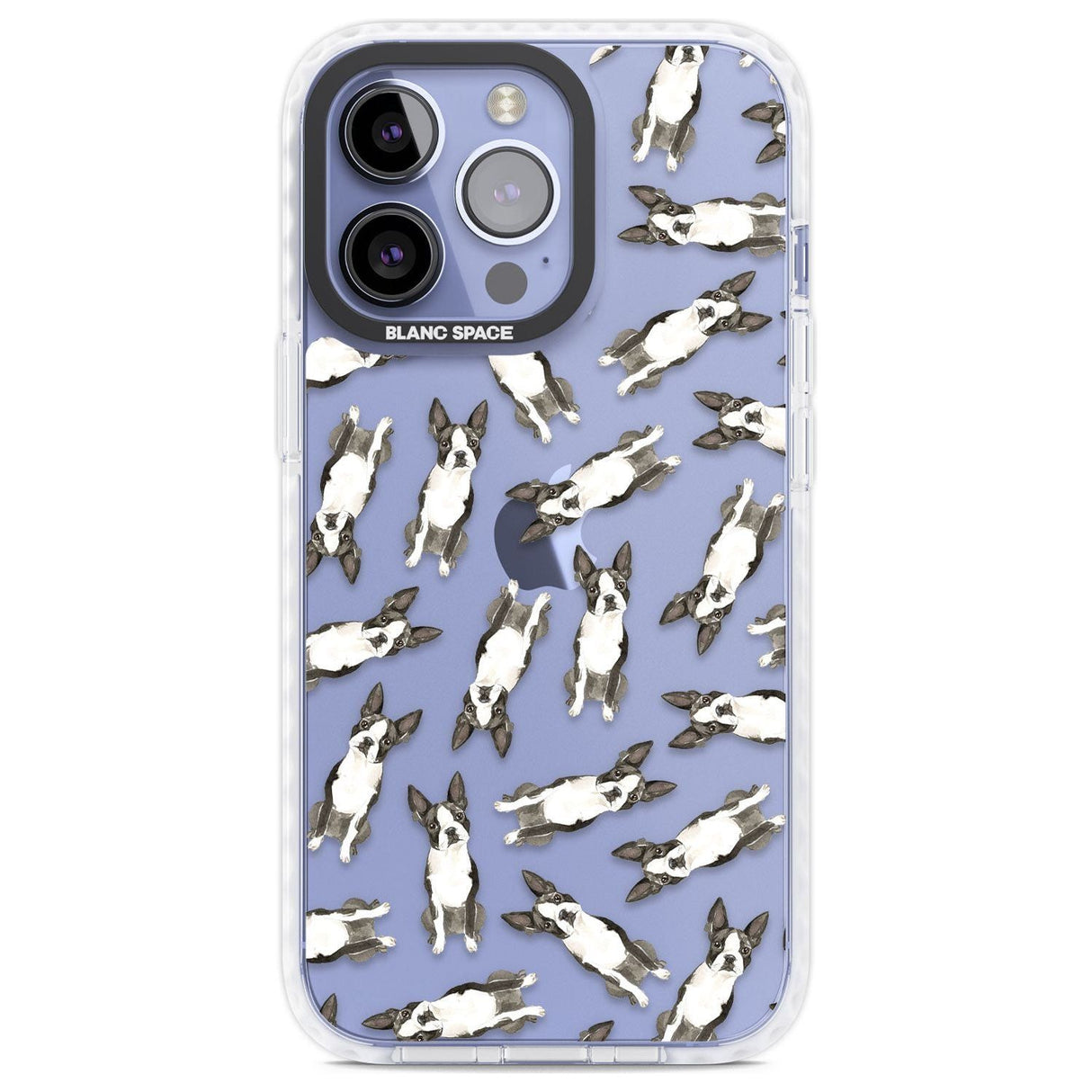 Boston Terrier Watercolour Dog Pattern Phone Case iPhone 13 Pro / Impact Case,iPhone 14 Pro / Impact Case,iPhone 15 Pro Max / Impact Case,iPhone 15 Pro / Impact Case Blanc Space