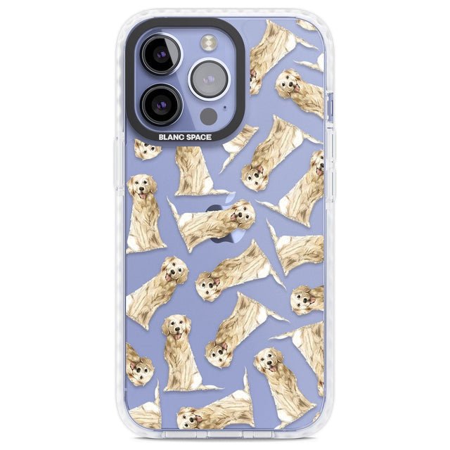 Golden Retriever Watercolour Dog Pattern Phone Case iPhone 13 Pro / Impact Case,iPhone 14 Pro / Impact Case,iPhone 15 Pro Max / Impact Case,iPhone 15 Pro / Impact Case Blanc Space