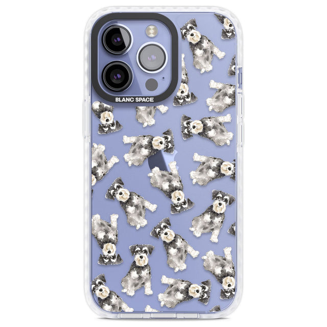 Miniature Schnauzer Watercolour Dog Pattern Phone Case iPhone 13 Pro / Impact Case,iPhone 14 Pro / Impact Case,iPhone 15 Pro Max / Impact Case,iPhone 15 Pro / Impact Case Blanc Space