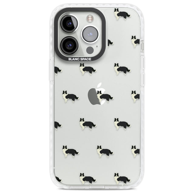 Border Collie Dog Pattern Clear Phone Case iPhone 13 Pro / Impact Case,iPhone 14 Pro / Impact Case,iPhone 15 Pro Max / Impact Case,iPhone 15 Pro / Impact Case Blanc Space