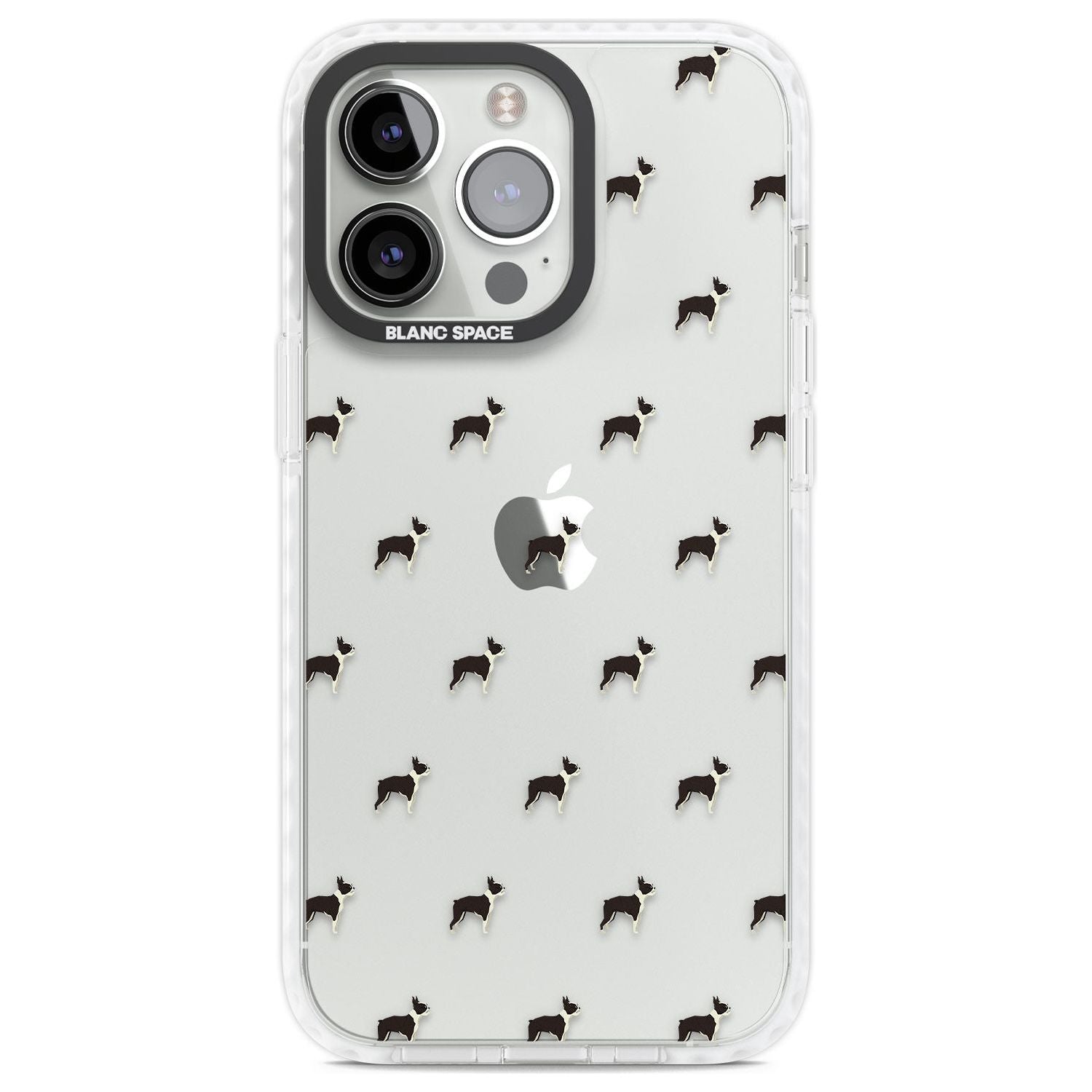 Boston Terrier Dog Pattern Clear Phone Case iPhone 13 Pro / Impact Case,iPhone 14 Pro / Impact Case,iPhone 15 Pro Max / Impact Case,iPhone 15 Pro / Impact Case Blanc Space