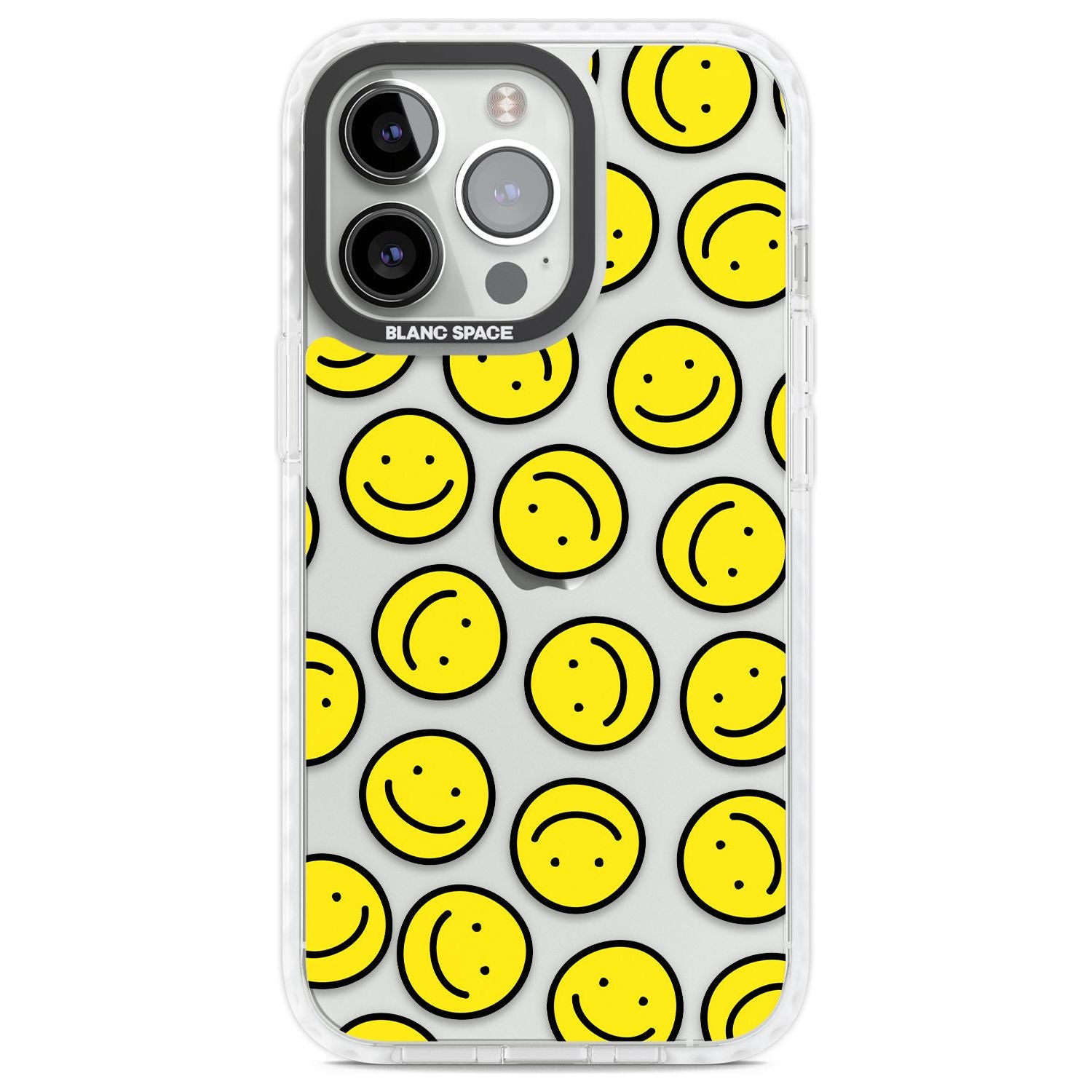 Happy Face Clear Pattern Phone Case iPhone 13 Pro / Impact Case,iPhone 14 Pro / Impact Case,iPhone 15 Pro Max / Impact Case,iPhone 15 Pro / Impact Case Blanc Space