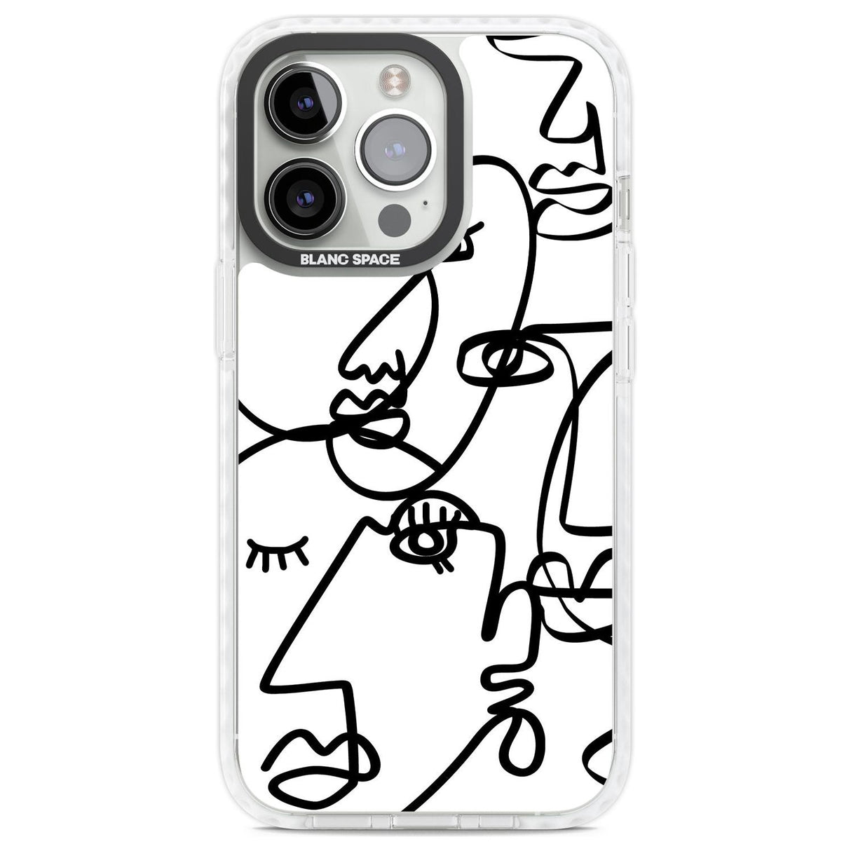 Abstract Continuous Line Faces Black on White Phone Case iPhone 13 Pro / Impact Case,iPhone 14 Pro / Impact Case,iPhone 15 Pro Max / Impact Case,iPhone 15 Pro / Impact Case Blanc Space