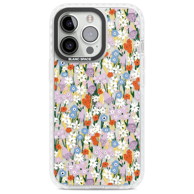 Energetic Floral Mix: Transparent Phone Case iPhone 13 Pro / Impact Case,iPhone 14 Pro / Impact Case,iPhone 15 Pro Max / Impact Case,iPhone 15 Pro / Impact Case Blanc Space