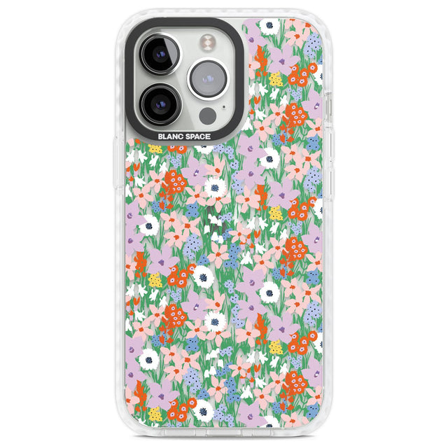 Jazzy Floral Mix: Transparent Phone Case iPhone 13 Pro / Impact Case,iPhone 14 Pro / Impact Case,iPhone 15 Pro Max / Impact Case,iPhone 15 Pro / Impact Case Blanc Space