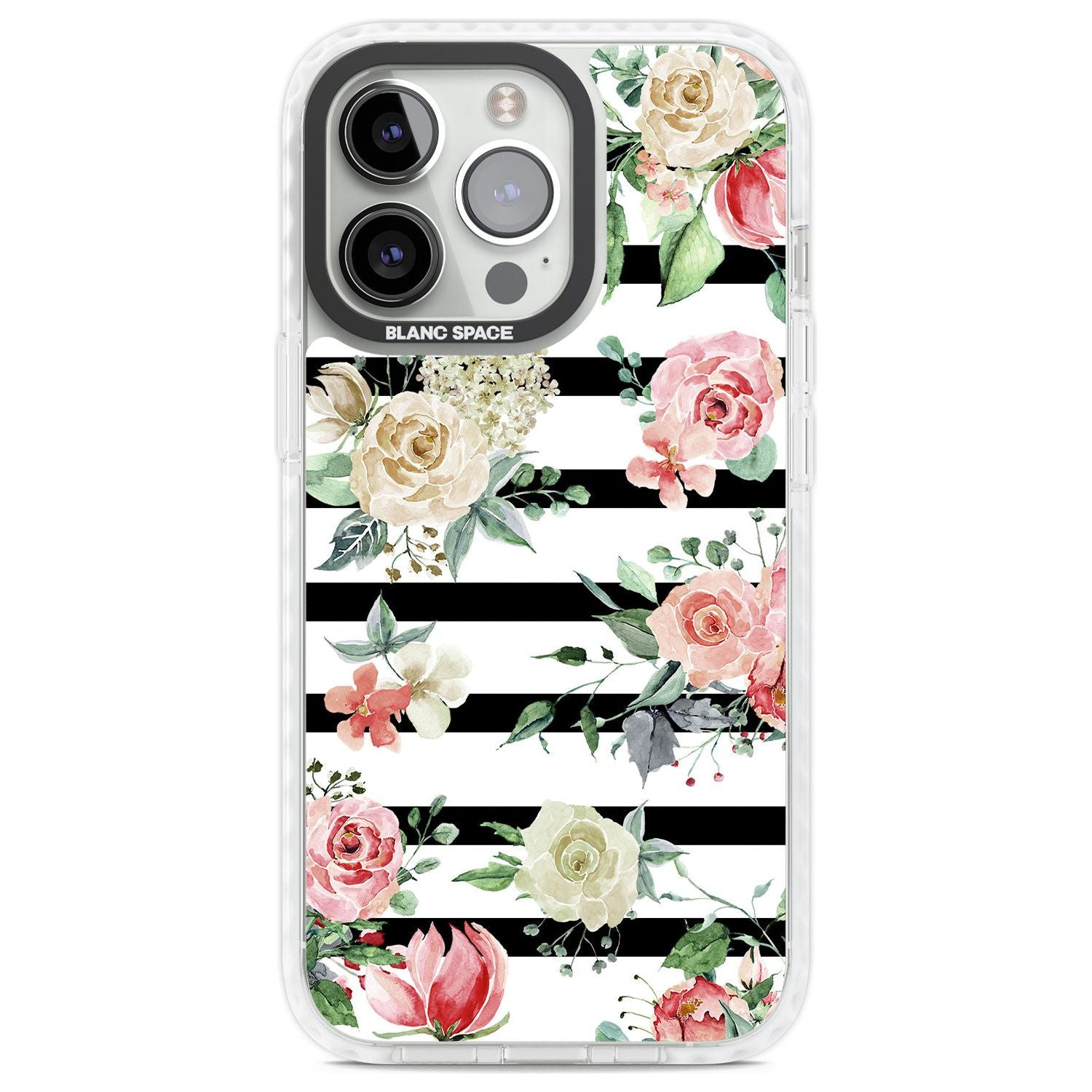 Bold Stripes & Flower Pattern Phone Case iPhone 13 Pro / Impact Case,iPhone 14 Pro / Impact Case,iPhone 15 Pro Max / Impact Case,iPhone 15 Pro / Impact Case Blanc Space
