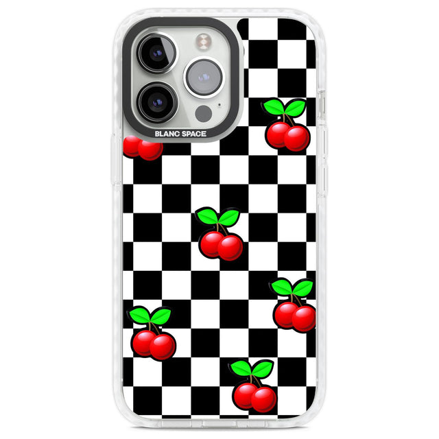 Checkered Cherry Phone Case iPhone 13 Pro / Impact Case,iPhone 14 Pro / Impact Case,iPhone 15 Pro Max / Impact Case,iPhone 15 Pro / Impact Case Blanc Space