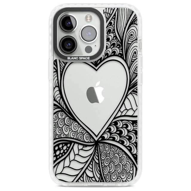 Black Henna Heart Phone Case iPhone 13 Pro / Impact Case,iPhone 14 Pro / Impact Case,iPhone 15 Pro Max / Impact Case,iPhone 15 Pro / Impact Case Blanc Space