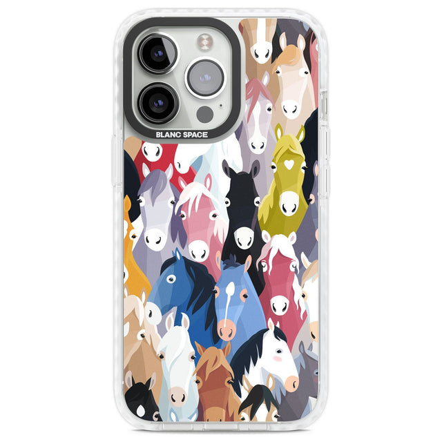 Colourful Horse Pattern Phone Case iPhone 13 Pro / Impact Case,iPhone 14 Pro / Impact Case,iPhone 15 Pro Max / Impact Case,iPhone 15 Pro / Impact Case Blanc Space