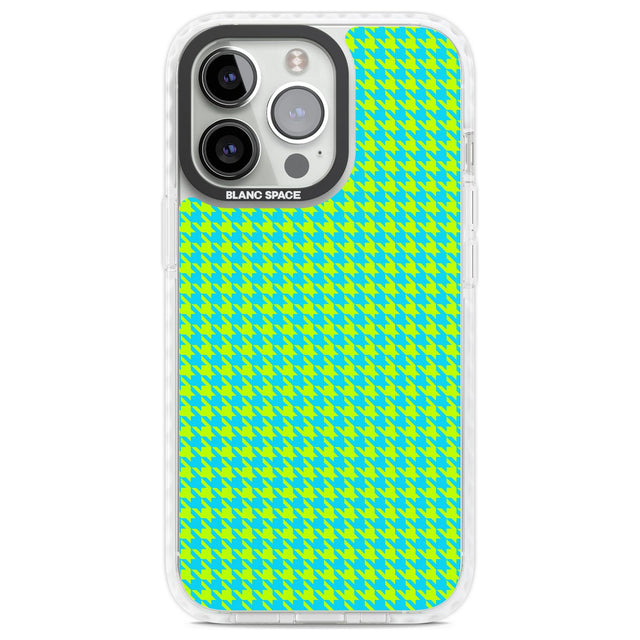 Neon Lime & Turquoise Houndstooth Pattern Phone Case iPhone 13 Pro / Impact Case,iPhone 14 Pro / Impact Case,iPhone 15 Pro Max / Impact Case,iPhone 15 Pro / Impact Case Blanc Space