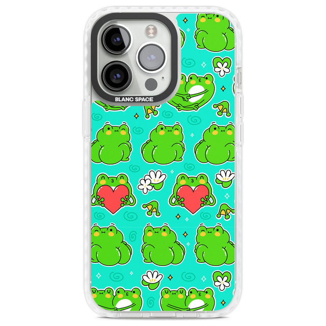 Frog Booty Kawaii Pattern Phone Case iPhone 13 Pro / Impact Case,iPhone 14 Pro / Impact Case,iPhone 15 Pro Max / Impact Case,iPhone 15 Pro / Impact Case Blanc Space