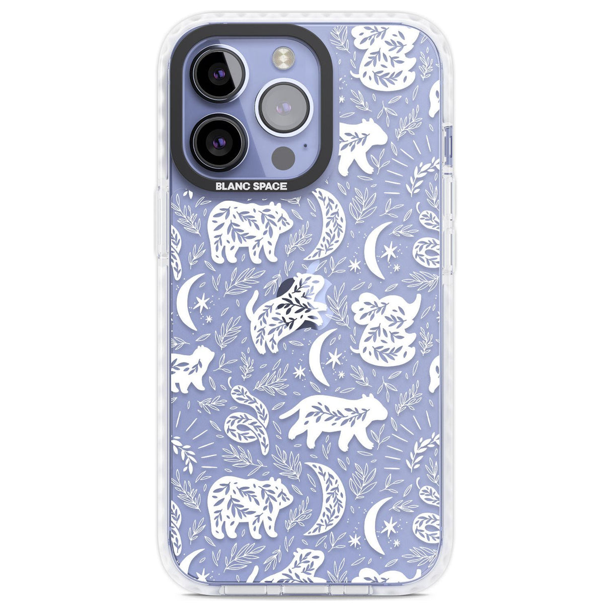 Forest Animal Silhouettes: White/Clear Phone Case iPhone 13 Pro / Impact Case,iPhone 14 Pro / Impact Case,iPhone 15 Pro / Impact Case,iPhone 15 Pro Max / Impact Case Blanc Space