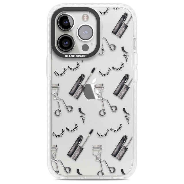 Eyelash Makeup Pattern Phone Case iPhone 13 Pro / Impact Case,iPhone 14 Pro / Impact Case,iPhone 15 Pro / Impact Case,iPhone 15 Pro Max / Impact Case Blanc Space