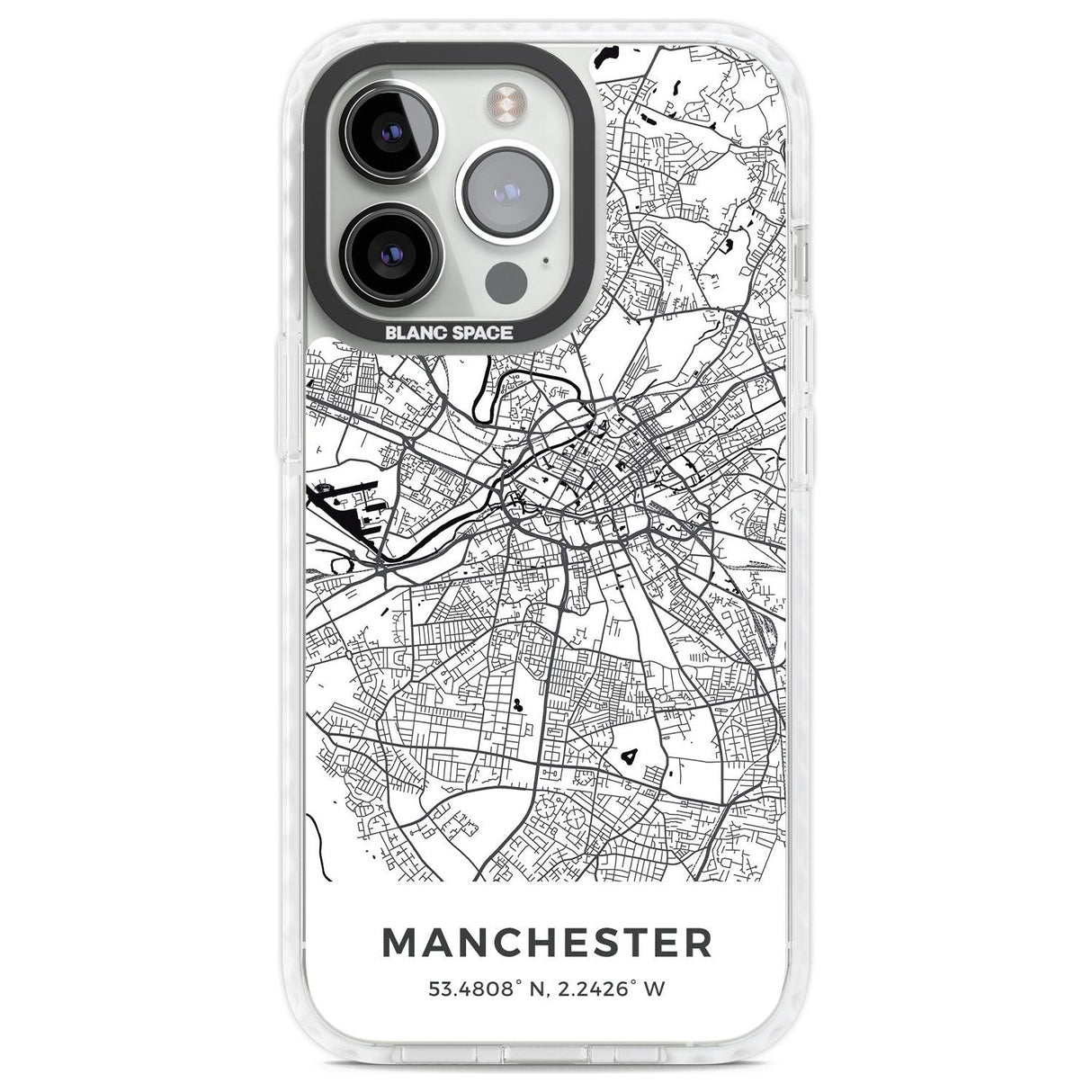 Map of Manchester, England Phone Case iPhone 13 Pro / Impact Case,iPhone 14 Pro / Impact Case,iPhone 15 Pro Max / Impact Case,iPhone 15 Pro / Impact Case Blanc Space