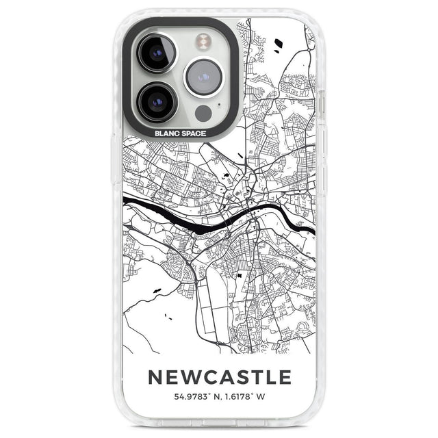 Map of Newcastle, England Phone Case iPhone 13 Pro / Impact Case,iPhone 14 Pro / Impact Case,iPhone 15 Pro Max / Impact Case,iPhone 15 Pro / Impact Case Blanc Space
