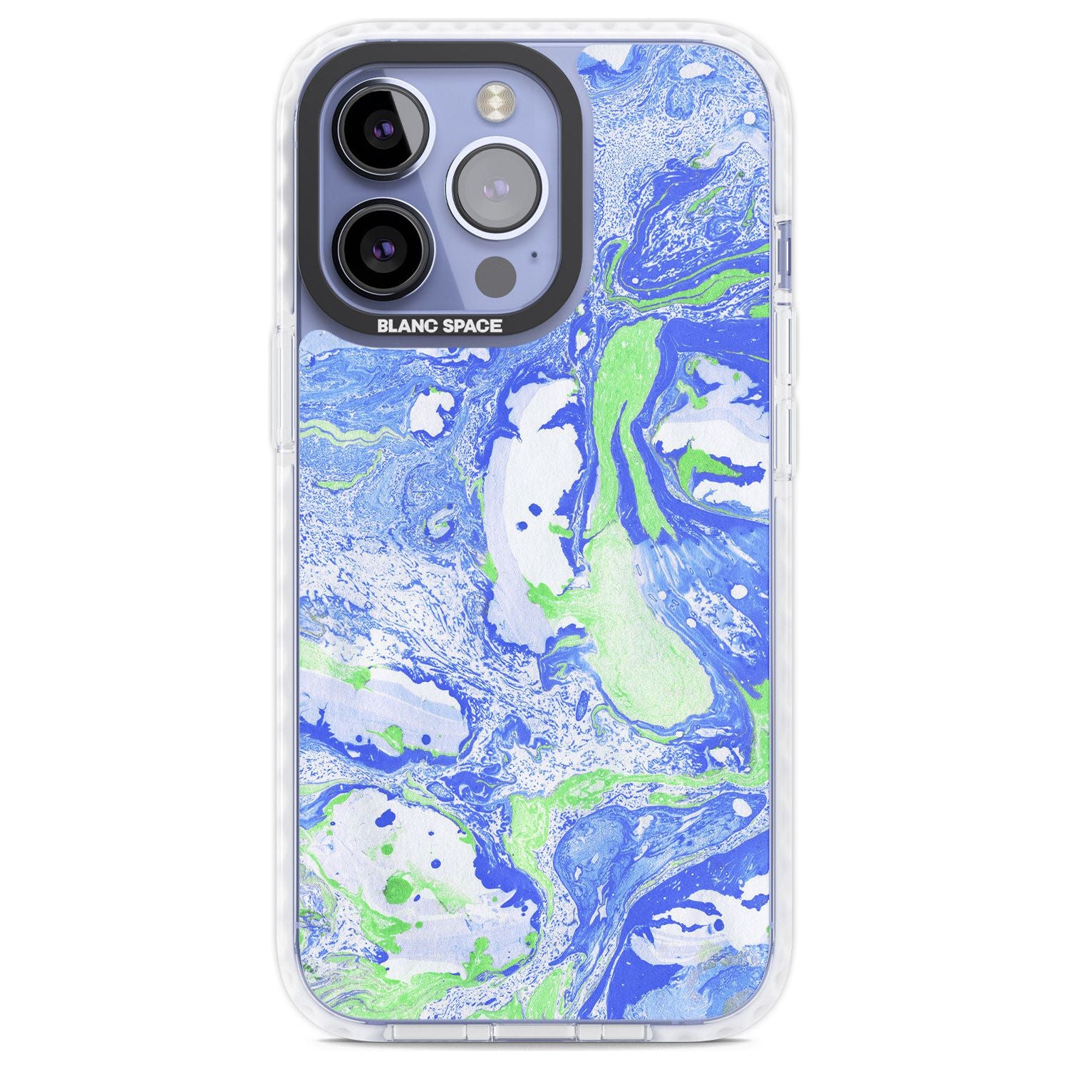 Dark Blue & Green Marbled Paper Pattern Phone Case iPhone 13 Pro / Impact Case,iPhone 14 Pro / Impact Case,iPhone 15 Pro / Impact Case,iPhone 15 Pro Max / Impact Case Blanc Space