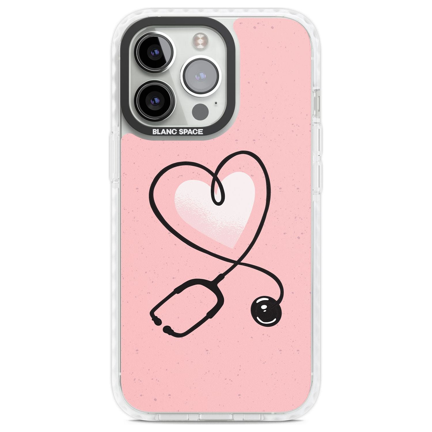 Medical Inspired Design Stethoscope Heart Phone Case iPhone 13 Pro / Impact Case,iPhone 14 Pro / Impact Case,iPhone 15 Pro Max / Impact Case,iPhone 15 Pro / Impact Case Blanc Space