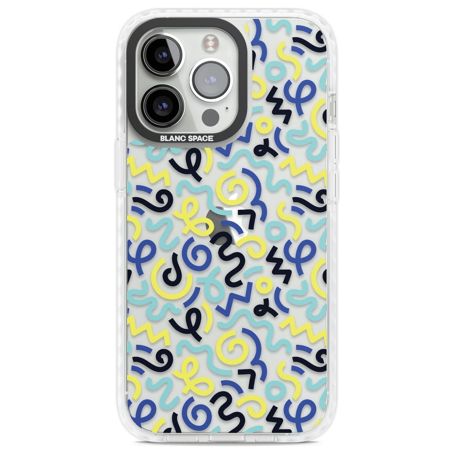 Blue & Yellow Shapes Memphis Retro Pattern Design