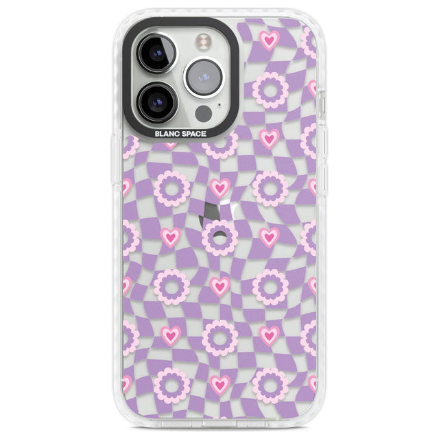 Checkered Love Pattern Phone Case iPhone 13 Pro / Impact Case,iPhone 14 Pro / Impact Case,iPhone 15 Pro Max / Impact Case,iPhone 15 Pro / Impact Case Blanc Space