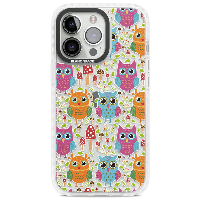 Forrest Owl Clear Pattern Phone Case iPhone 13 Pro / Impact Case,iPhone 14 Pro / Impact Case,iPhone 15 Pro / Impact Case,iPhone 15 Pro Max / Impact Case Blanc Space
