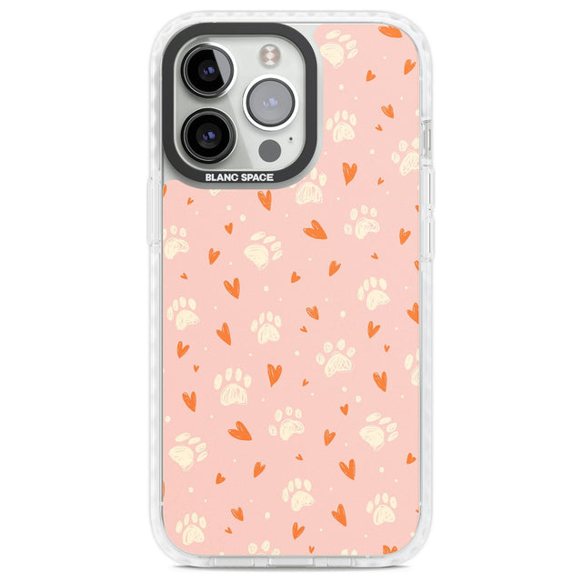Paws & Hearts Pattern Phone Case iPhone 13 Pro / Impact Case,iPhone 14 Pro / Impact Case,iPhone 15 Pro Max / Impact Case,iPhone 15 Pro / Impact Case Blanc Space