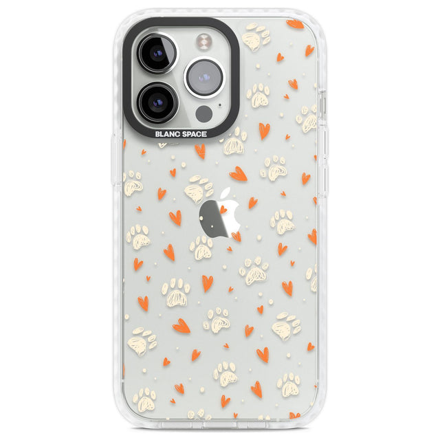 Paws & Hearts Pattern (Clear) Phone Case iPhone 13 Pro / Impact Case,iPhone 14 Pro / Impact Case,iPhone 15 Pro Max / Impact Case,iPhone 15 Pro / Impact Case Blanc Space