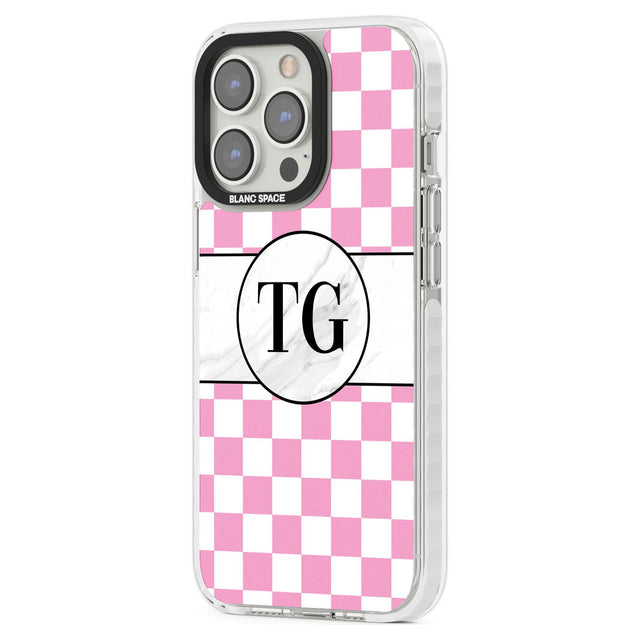 Personalised Monogrammed Pink Check Phone Case iPhone 15 Pro Max / Black Impact Case,iPhone 15 Plus / Black Impact Case,iPhone 15 Pro / Black Impact Case,iPhone 15 / Black Impact Case,iPhone 15 Pro Max / Impact Case,iPhone 15 Plus / Impact Case,iPhone 15 Pro / Impact Case,iPhone 15 / Impact Case,iPhone 15 Pro Max / Magsafe Black Impact Case,iPhone 15 Plus / Magsafe Black Impact Case,iPhone 15 Pro / Magsafe Black Impact Case,iPhone 15 / Magsafe Black Impact Case,iPhone 14 Pro Max / Black Impact Case,iPhone 1