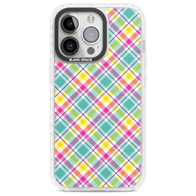 Crosshatch Plaid Phone Case iPhone 13 Pro / Impact Case,iPhone 14 Pro / Impact Case,iPhone 15 Pro / Impact Case,iPhone 15 Pro Max / Impact Case Blanc Space