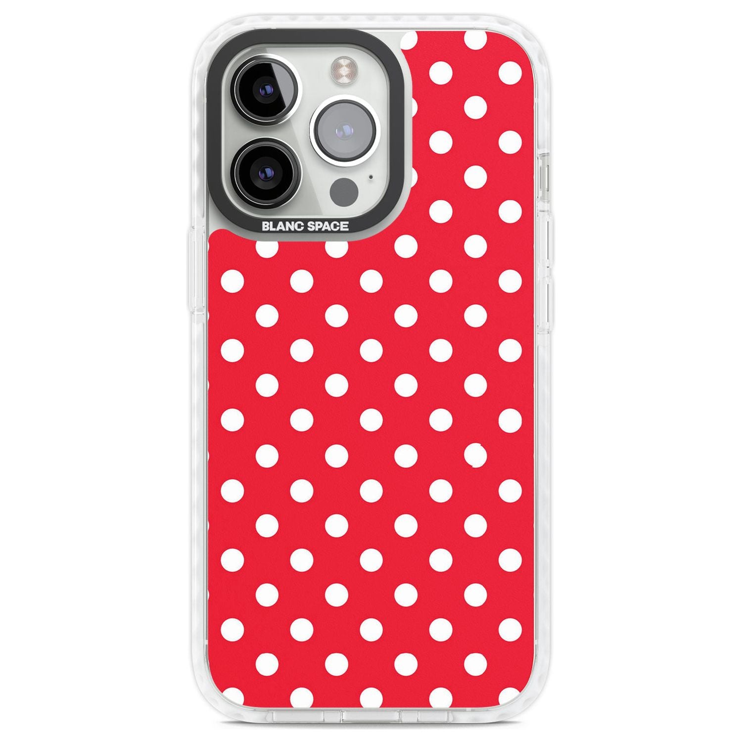 Designer Lava Red Polka Dot Phone Case iPhone 13 Pro / Impact Case,iPhone 14 Pro / Impact Case,iPhone 15 Pro / Impact Case,iPhone 15 Pro Max / Impact Case Blanc Space