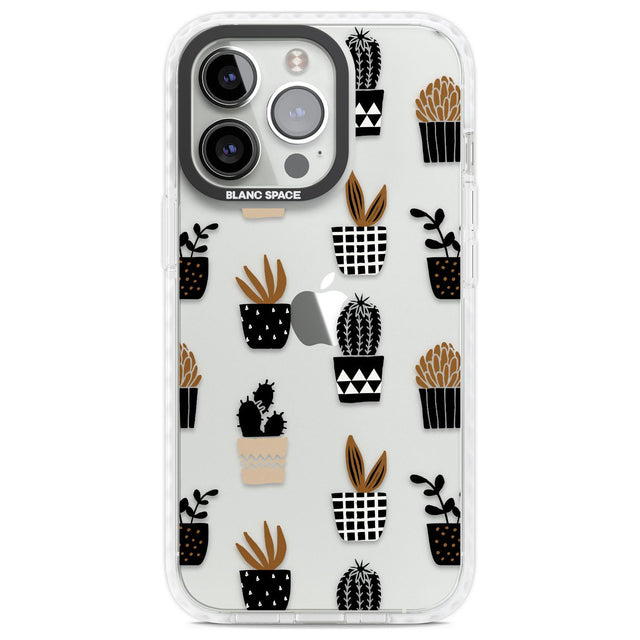 Large Mixed Plants Pattern - Clear Phone Case iPhone 13 Pro / Impact Case,iPhone 14 Pro / Impact Case,iPhone 15 Pro / Impact Case,iPhone 15 Pro Max / Impact Case Blanc Space