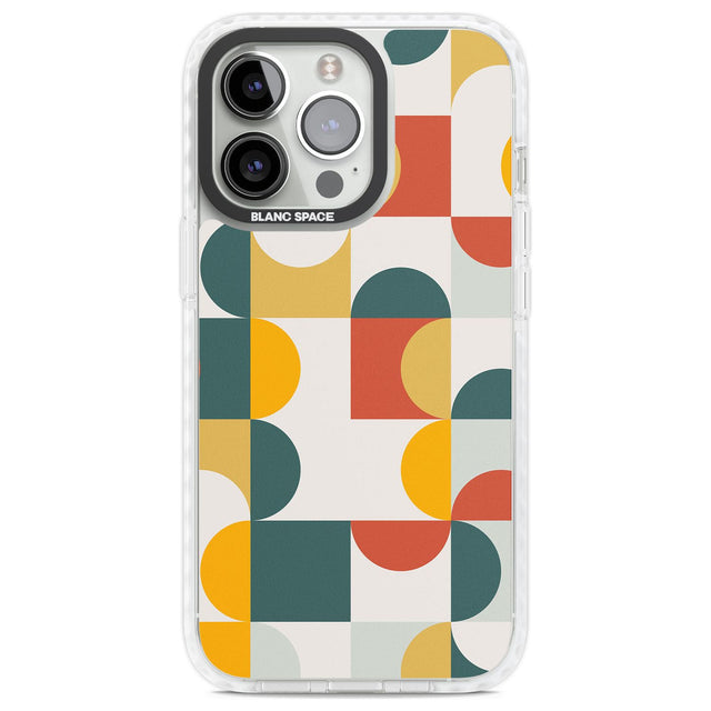 Abstract Retro Shapes: Muted Colour Mix Phone Case iPhone 13 Pro / Impact Case,iPhone 14 Pro / Impact Case,iPhone 15 Pro Max / Impact Case,iPhone 15 Pro / Impact Case Blanc Space