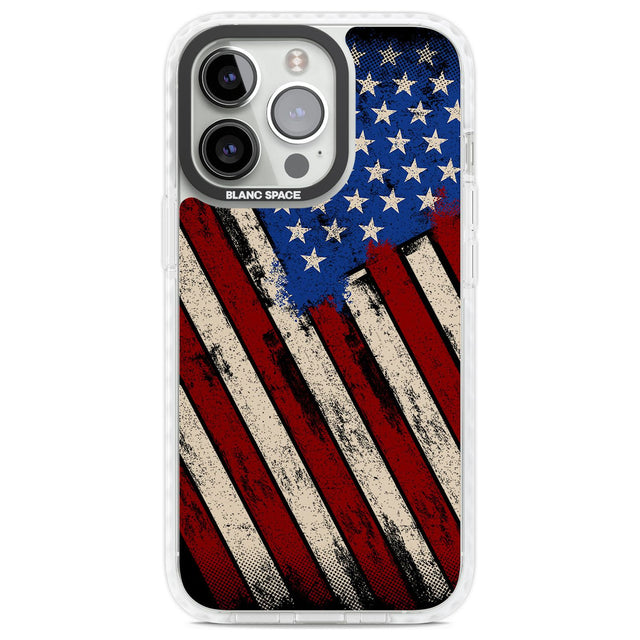 Distressed US Flag Phone Case iPhone 13 Pro / Impact Case,iPhone 14 Pro / Impact Case,iPhone 15 Pro Max / Impact Case,iPhone 15 Pro / Impact Case Blanc Space