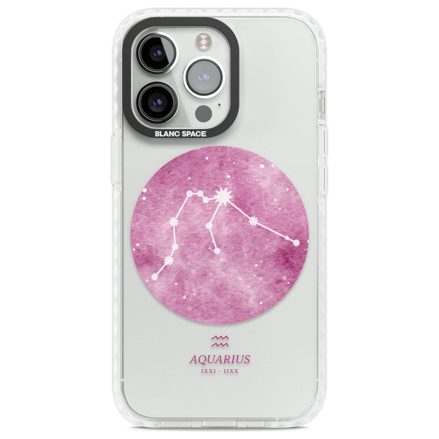 Aquarius Zodiac Transparent Design - Pink Phone Case iPhone 13 Pro / Impact Case,iPhone 14 Pro / Impact Case,iPhone 15 Pro Max / Impact Case,iPhone 15 Pro / Impact Case Blanc Space