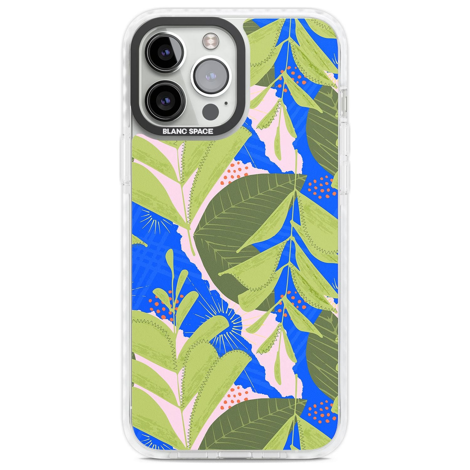 Fern Leaves Abstract Pattern Phone Case iPhone 13 Pro Max / Impact Case,iPhone 14 Pro Max / Impact Case Blanc Space