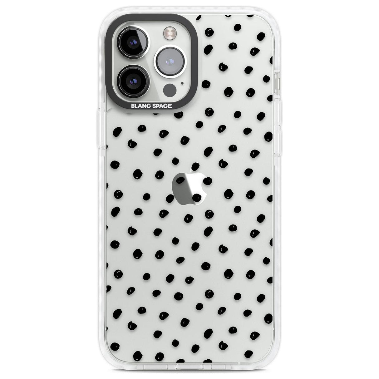 Messy Black Dot Pattern Phone Case iPhone 13 Pro Max / Impact Case,iPhone 14 Pro Max / Impact Case Blanc Space