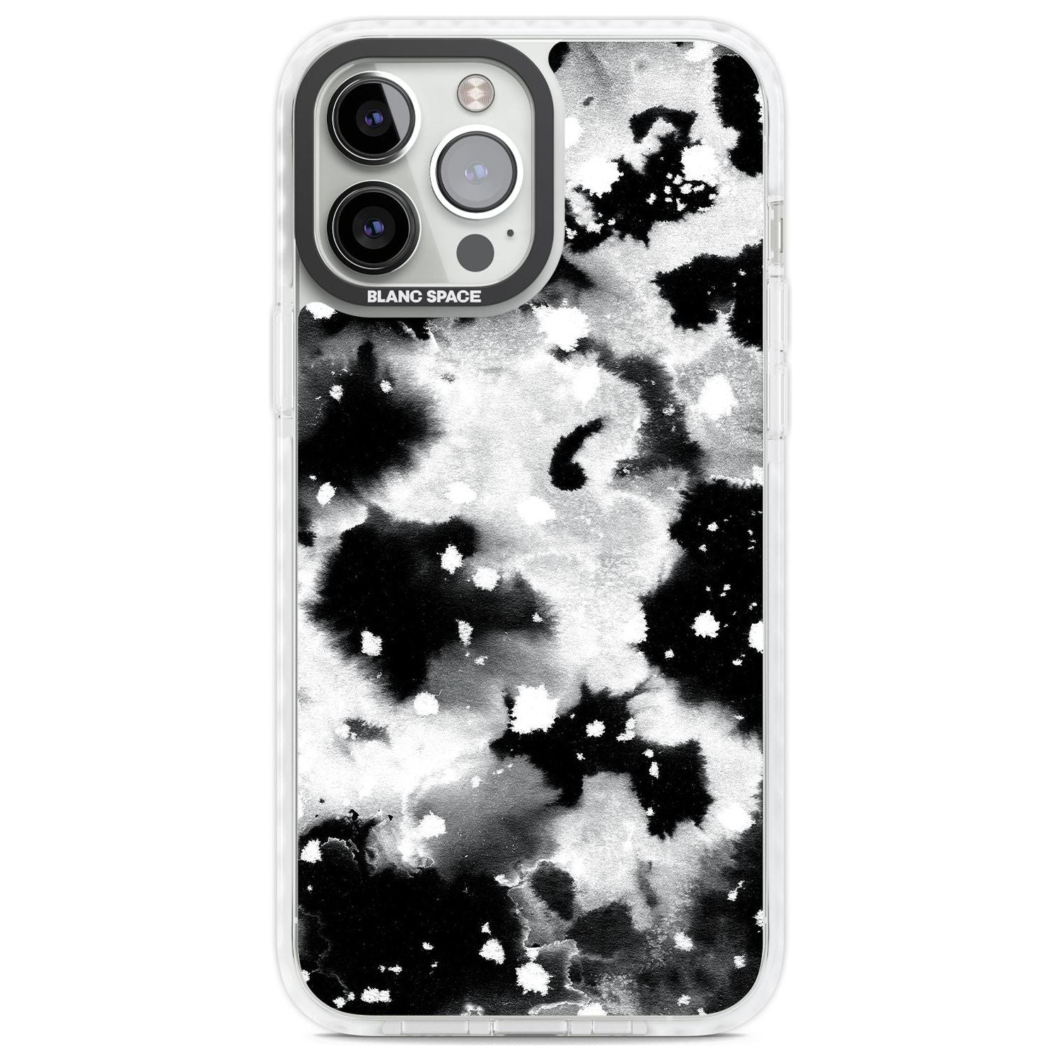 Black & White Acid Wash Tie-Dye Pattern Phone Case iPhone 13 Pro Max / Impact Case,iPhone 14 Pro Max / Impact Case Blanc Space